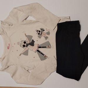 Epic threads Long sleeve shirt withdollie and me black leggings size 6